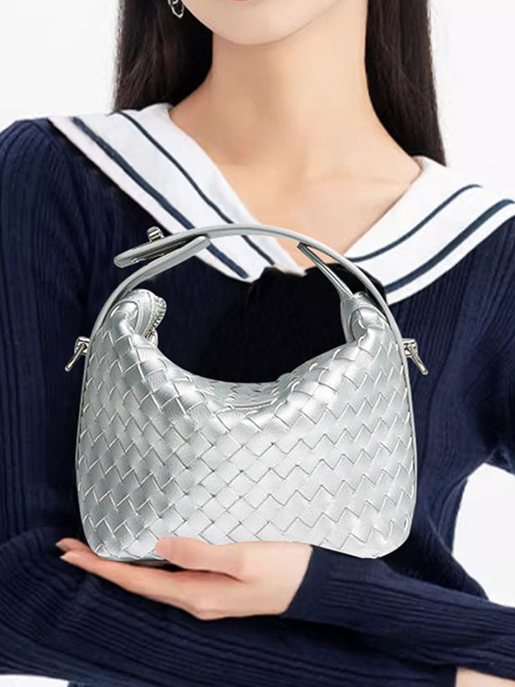 Handwoven Handheld Leather Bag