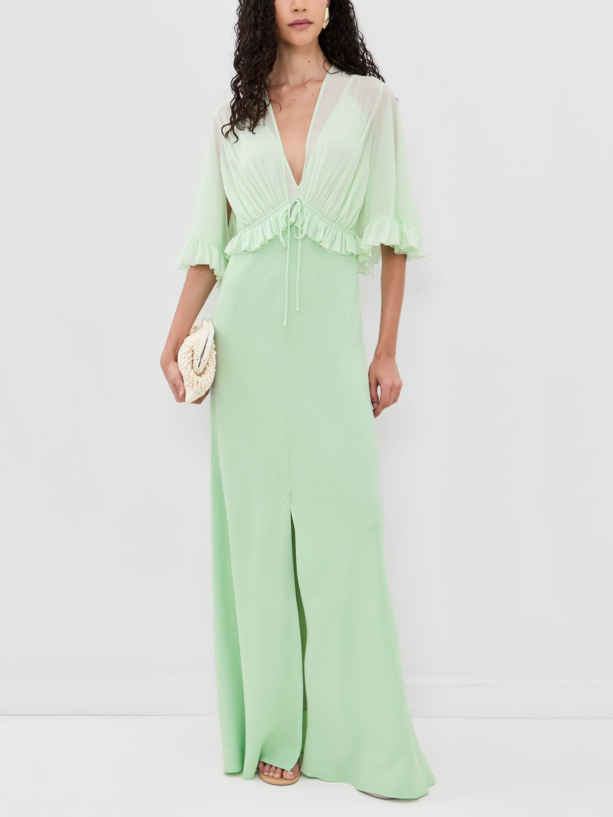 Alloro Ruffle Trim V-Neck Dress Set