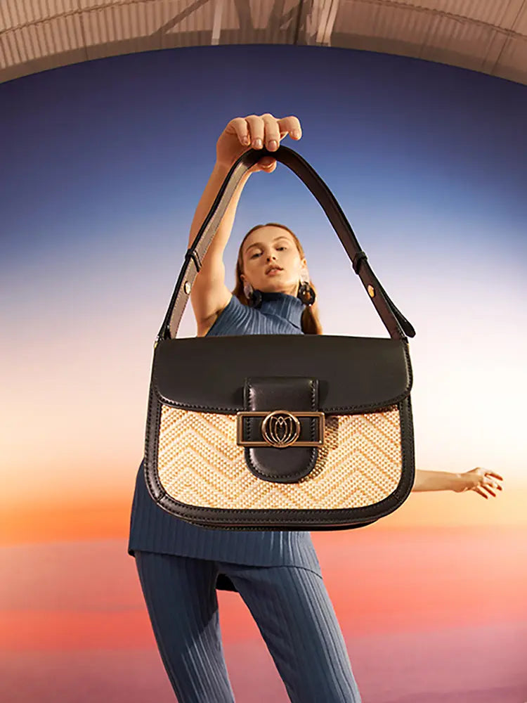 Colorblock Saddle Crossbody Bag