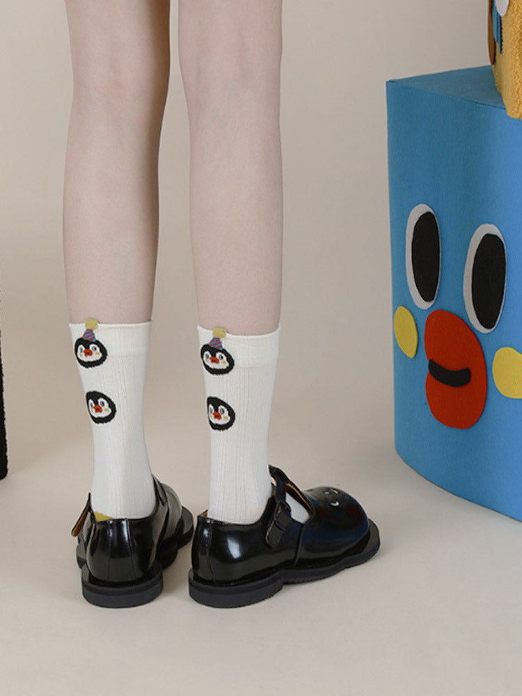 Cartoon Penguin Striped Socks