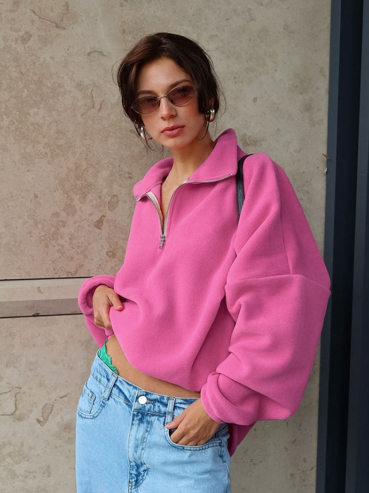 Contrast Panel Zip Front Top