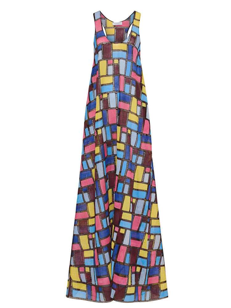 Patchwork Embroidered Maxi Dress