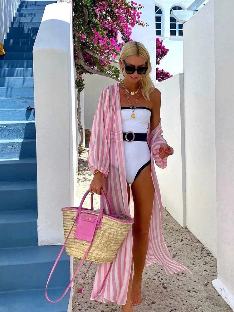 Black White Contrast Luxe Resort Swimsuit