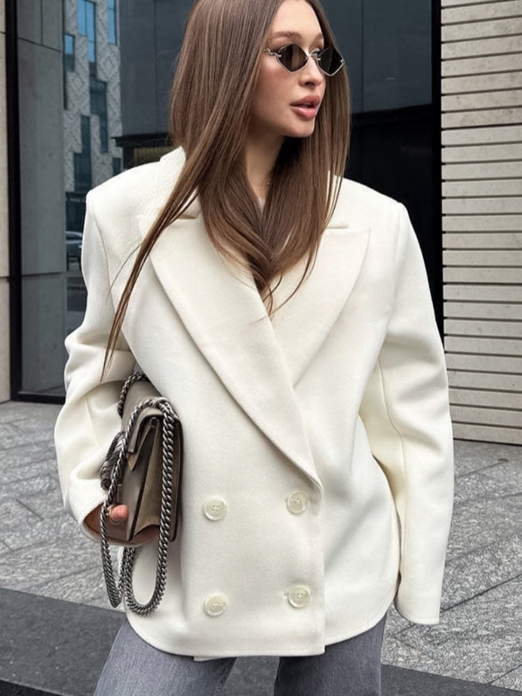 Paneled Wool Blend Blazer