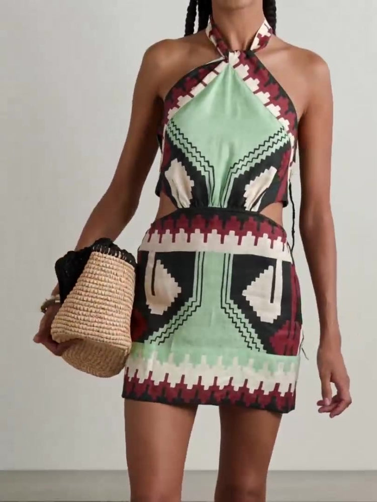 Halter Print Beach Dress