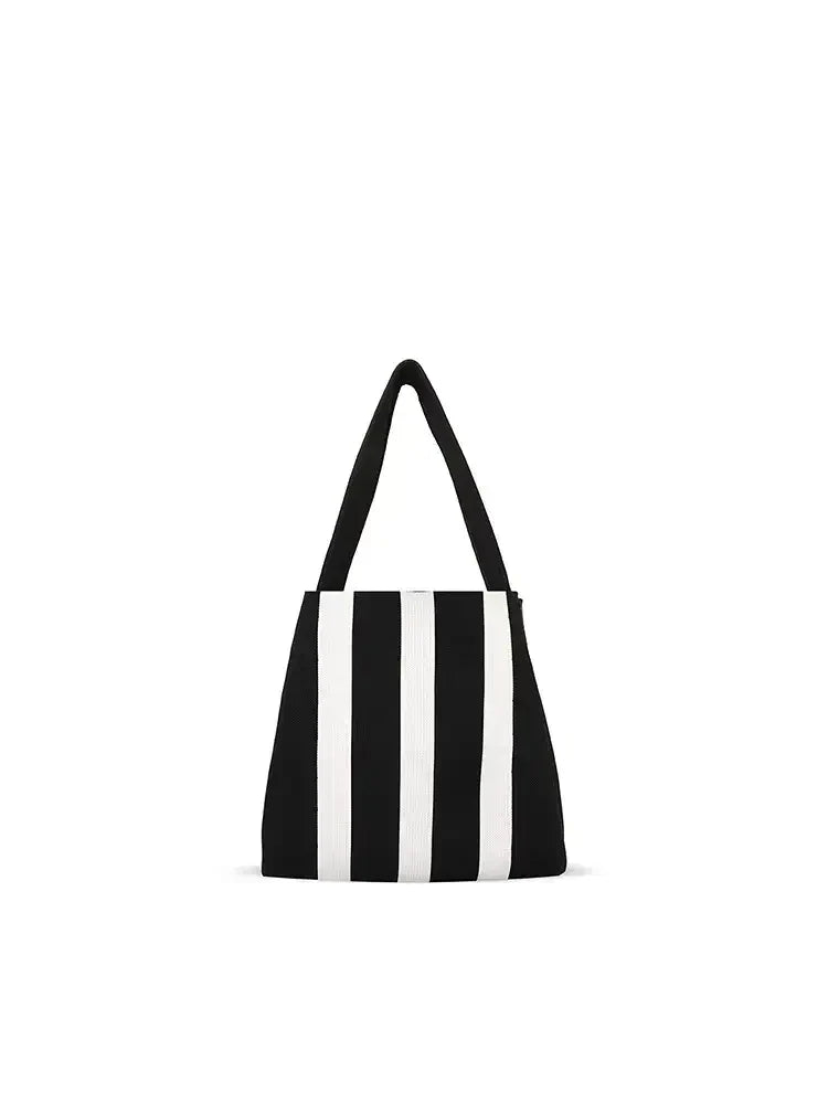 Colorblock Knit Tote Bag