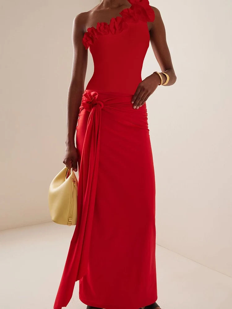 One-Shoulder 3D Floral Honeymoon Swimsuit