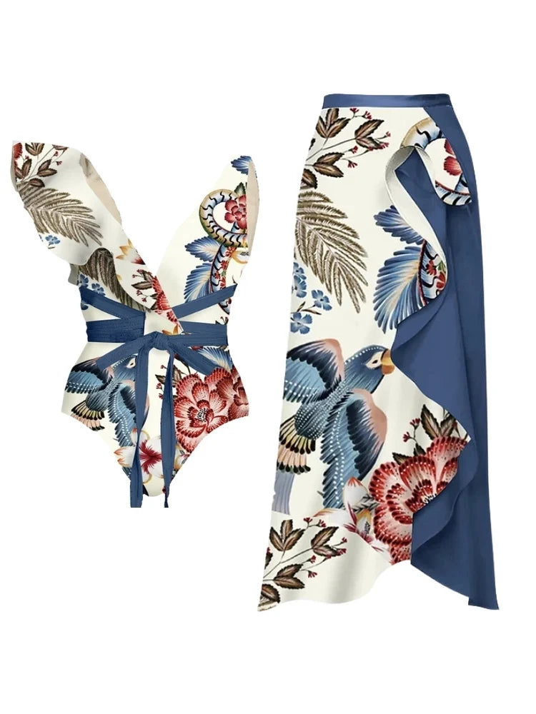 One-Shoulder Toucan Print Monokini