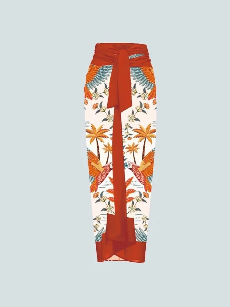 Floral Print One-Piece with 3D Flower Detail