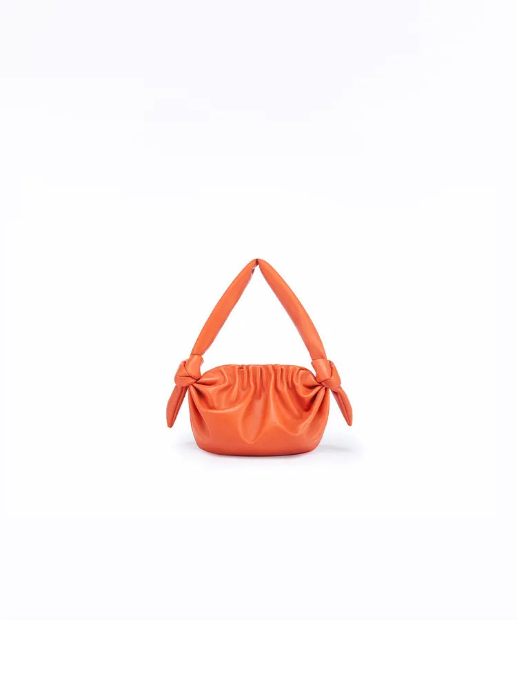 Leather Cloud Bag with Bow Detail