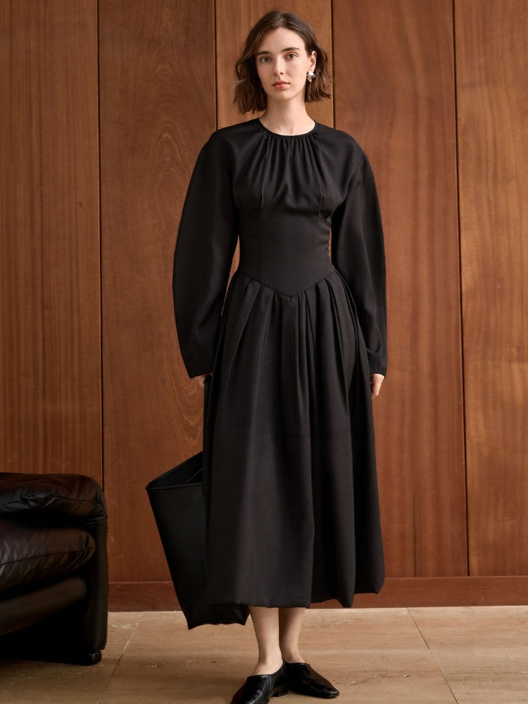 Parisian Pleated Midi Dress