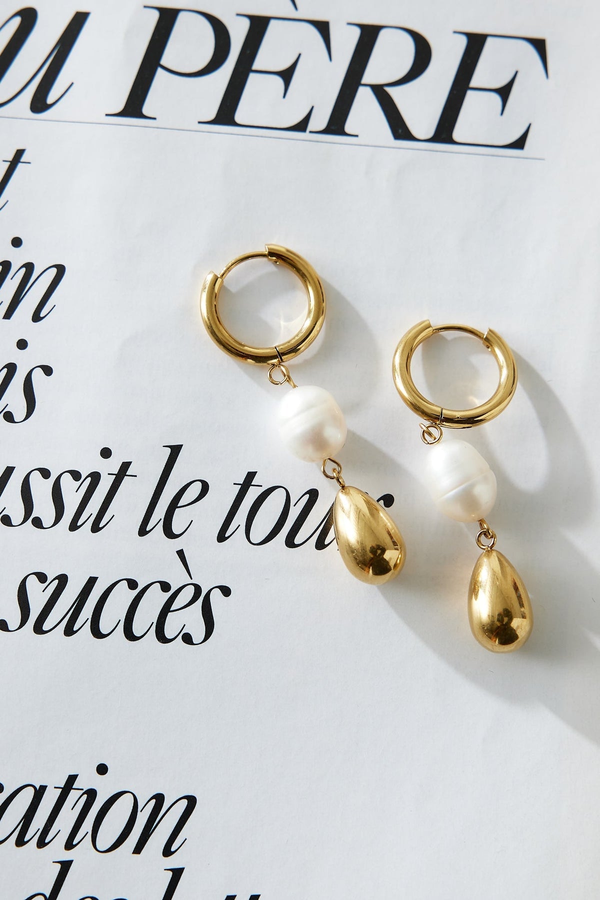 18k Gold Plated Golden Pearl Earrings Gold