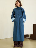 Scarf-Collar Cotton Trench Coat