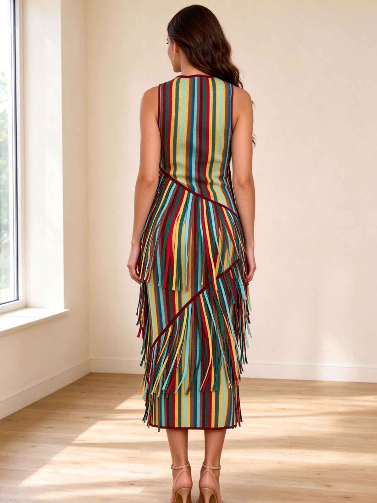 Carnivale Fringe Knit Midi Dress