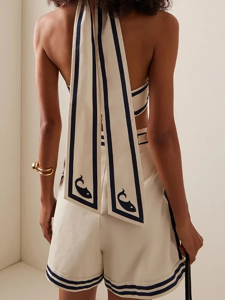 Navy Style Halter Bikini Set