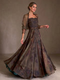 Contessa Floral Chiffon Gown with Sheer Bolero