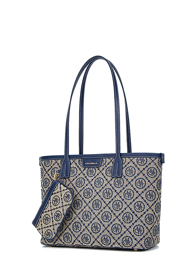 Jacquard Star Rhinestone Tote Bag