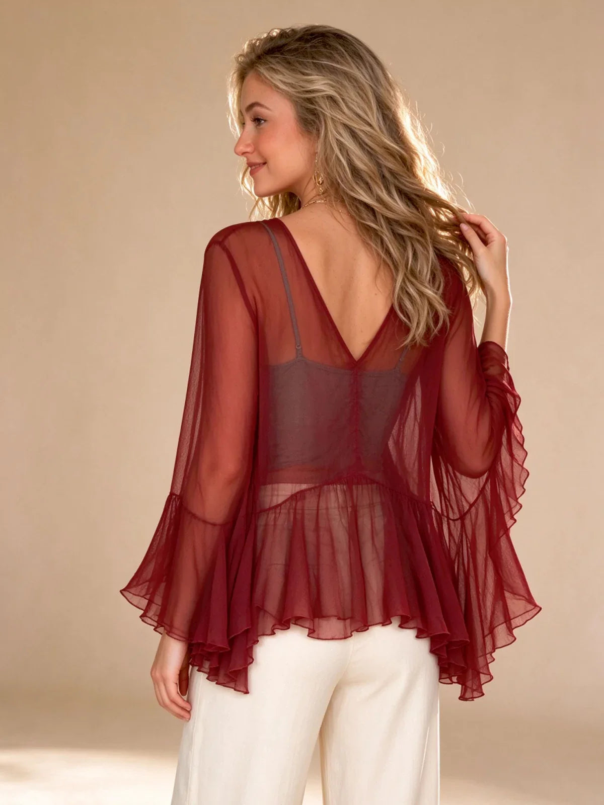 Dahlia Sheer Peplum Blouse
