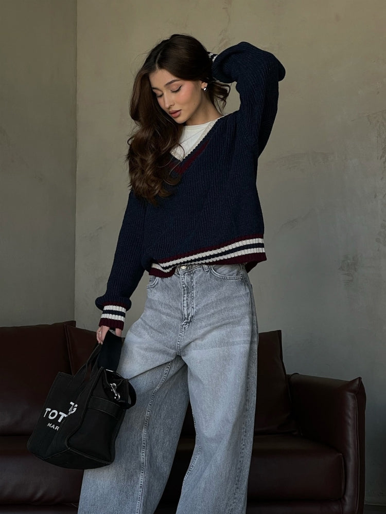 Striped V-Neck Sweater