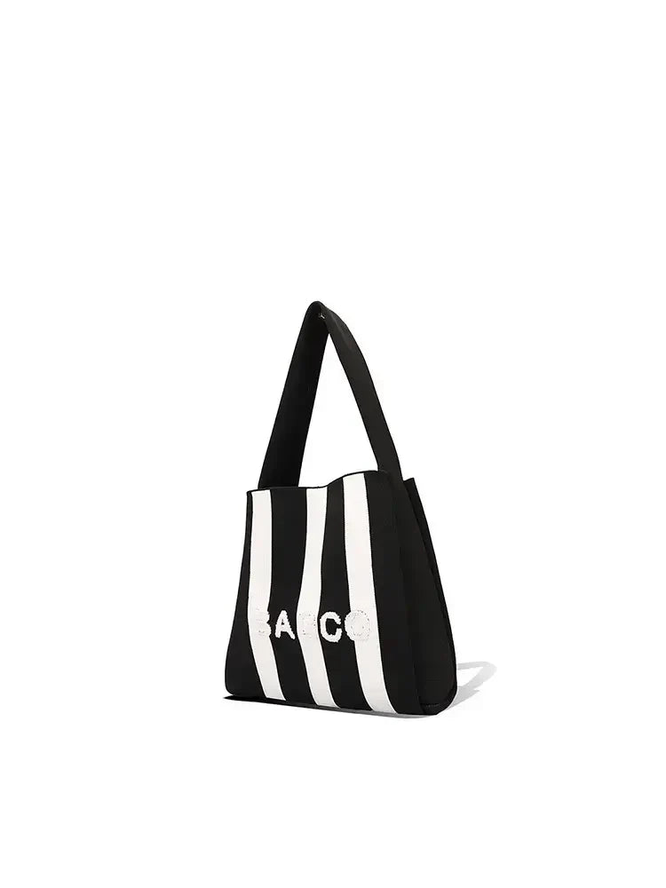 Colorblock Knit Tote Bag