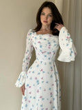 Square Neck Floral Maxi Dress