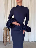 Trendy Flared Sleeve Slit Evening  Dress