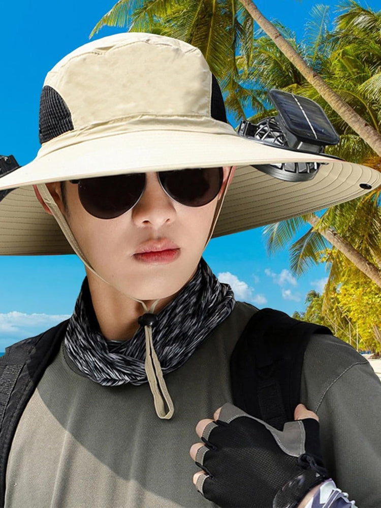 Rechargeable & Solar-Powered Outdoor Fan Hat – Fisherman Style