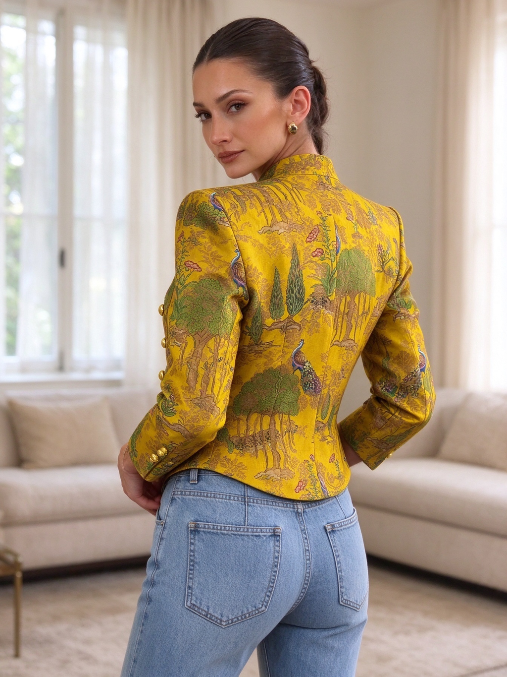Mustard Jungle Jacquard Jacket