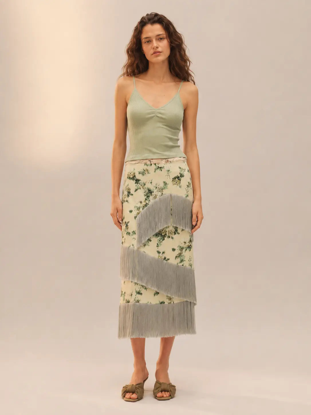 Garden Fringe Midi Skirt