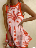Linen Print Mini Dress