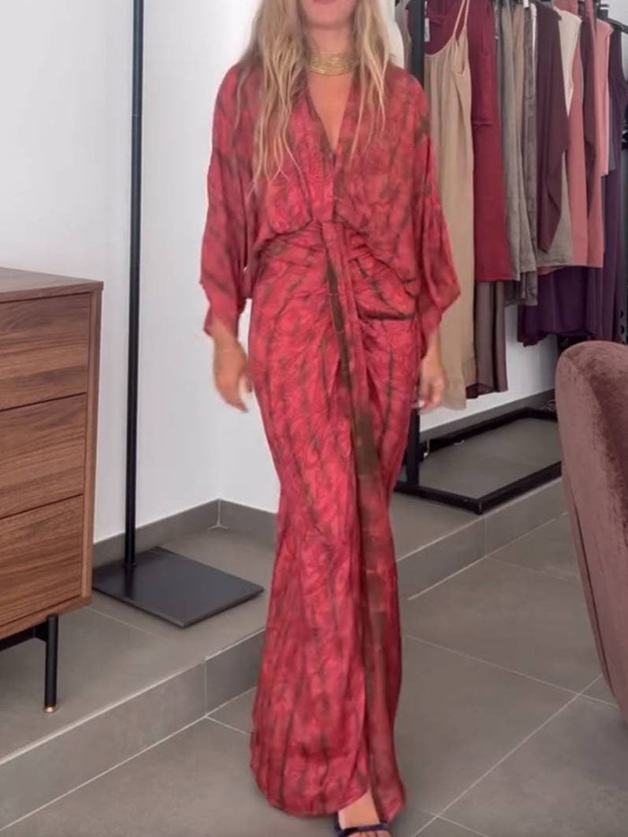 Kimono-Style Printed Dress