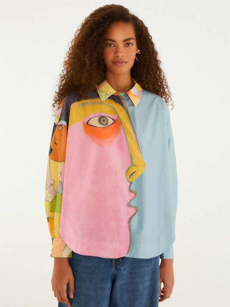 Abstract Face Patchwork Top