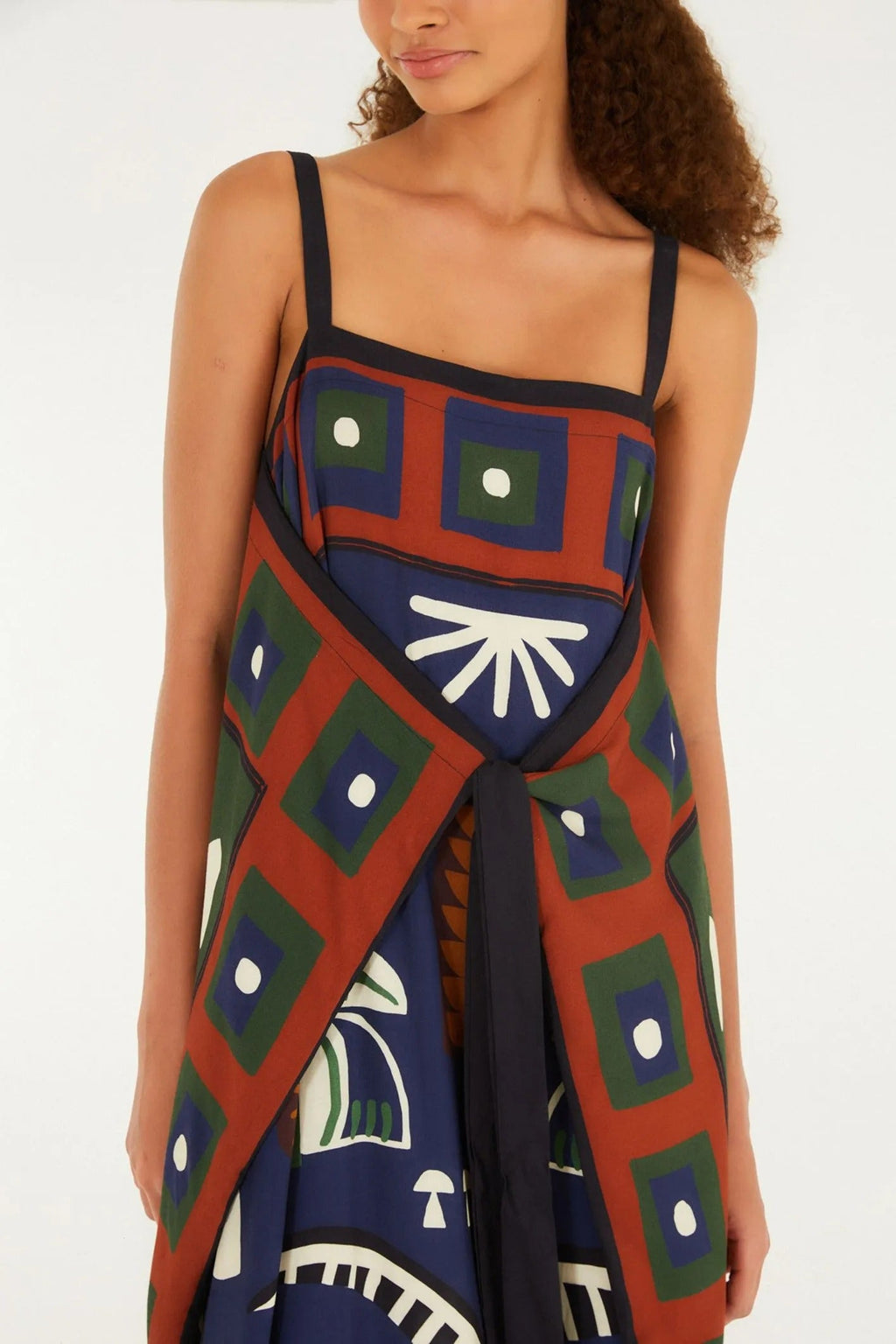 Scarf Print Midi Dress