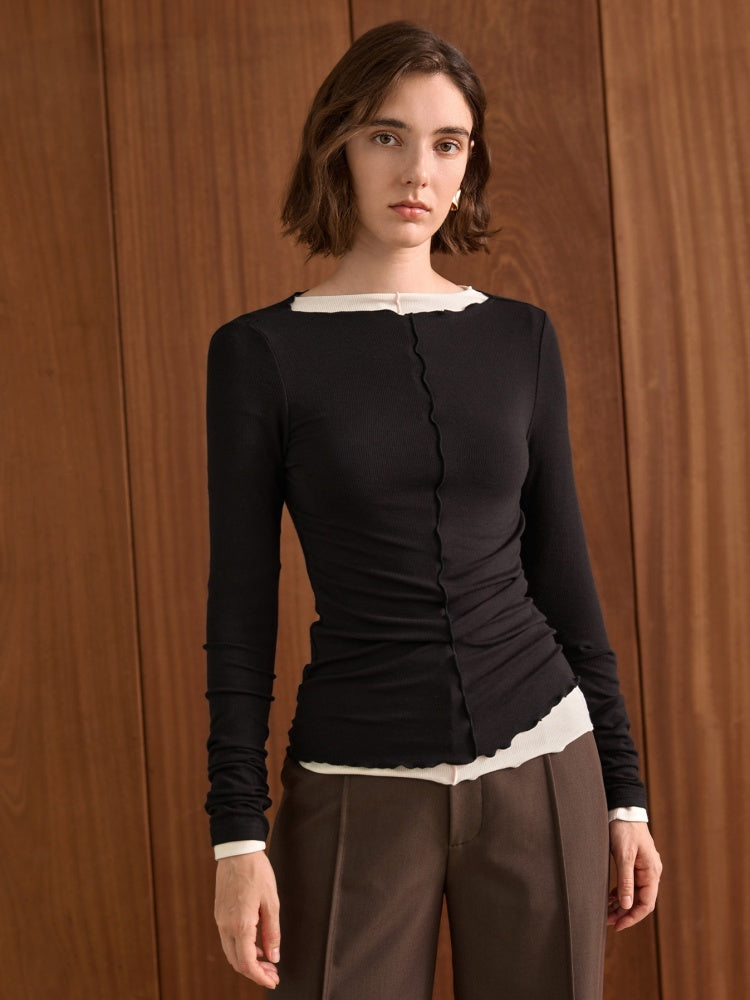 Romantic Bateau Neck Knit Top