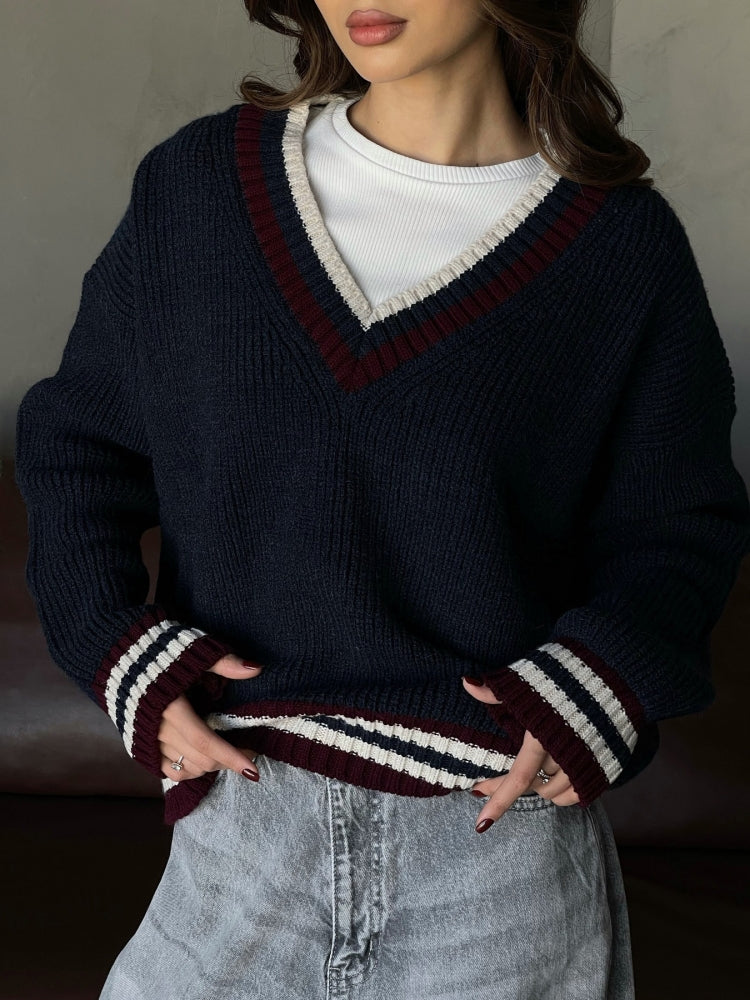Striped V-Neck Sweater