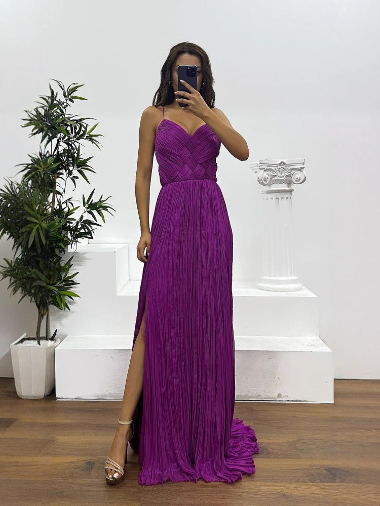 Pleated Sleeveless Maxi Dress
