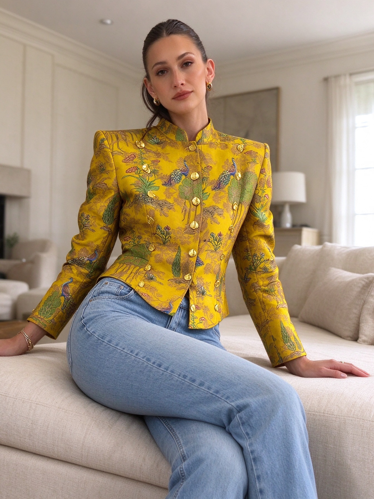 Mustard Jungle Jacquard Jacket