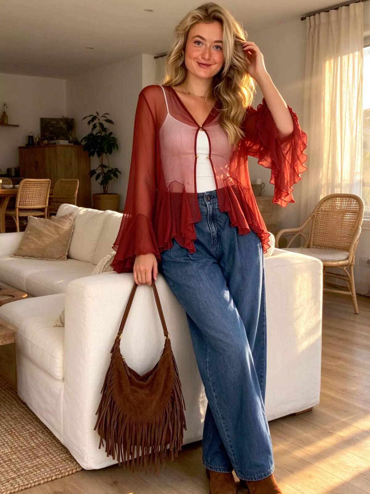 Dahlia Sheer Peplum Blouse