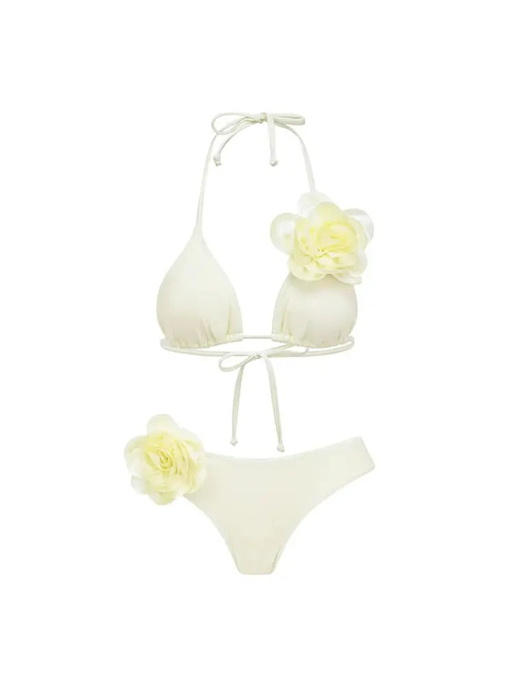 Halter 3D Floral Sexy Bikini Set