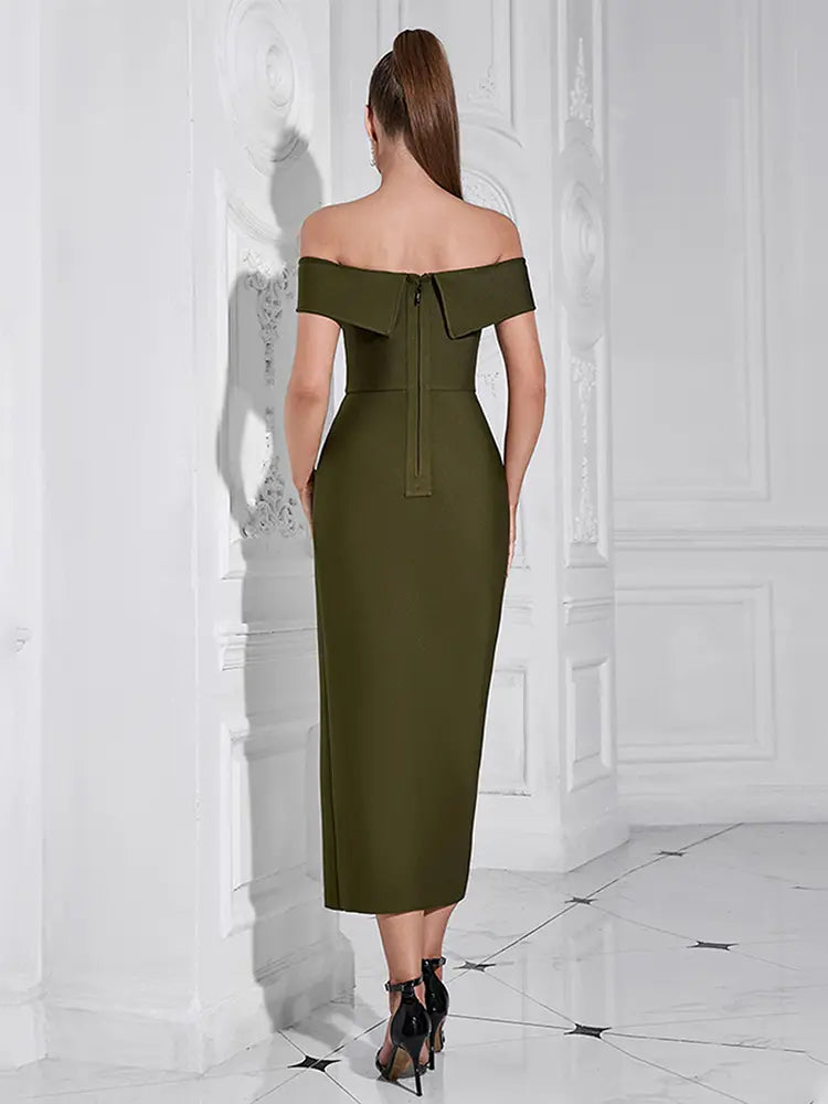 Strapless Slit Bandage Evening Dress
