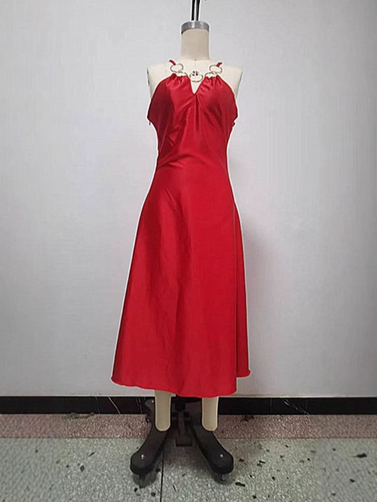 Sleeveless V-Neck Bodycon Midi Dress
