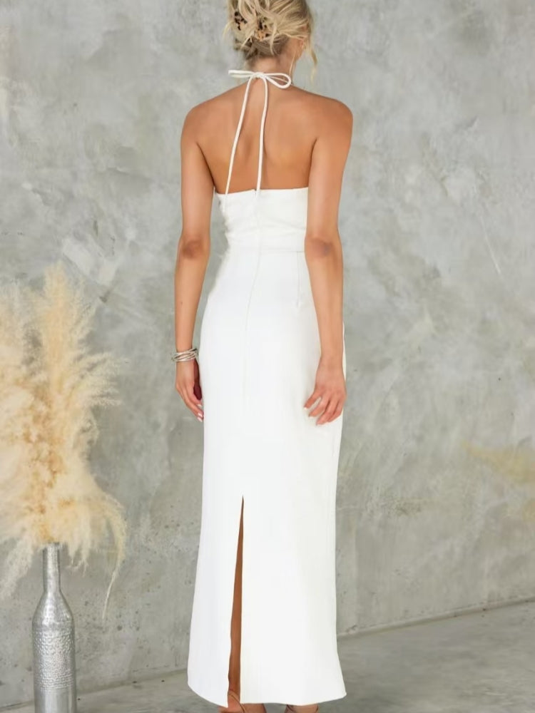 Cutout Back Halter Gown