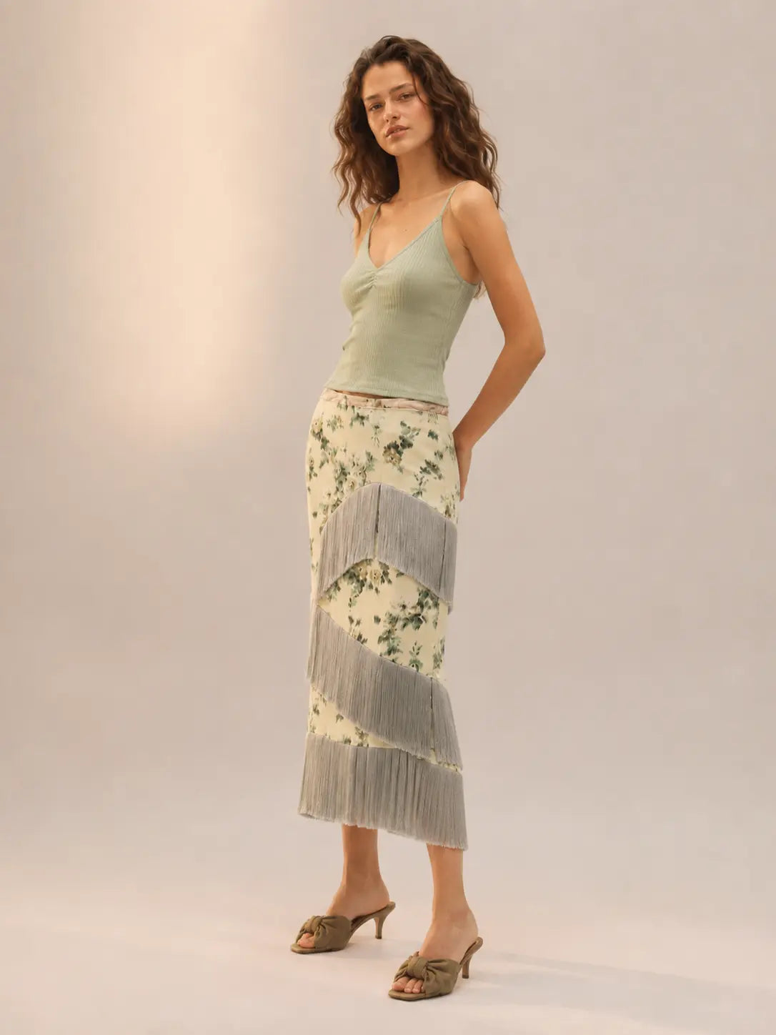 Garden Fringe Midi Skirt