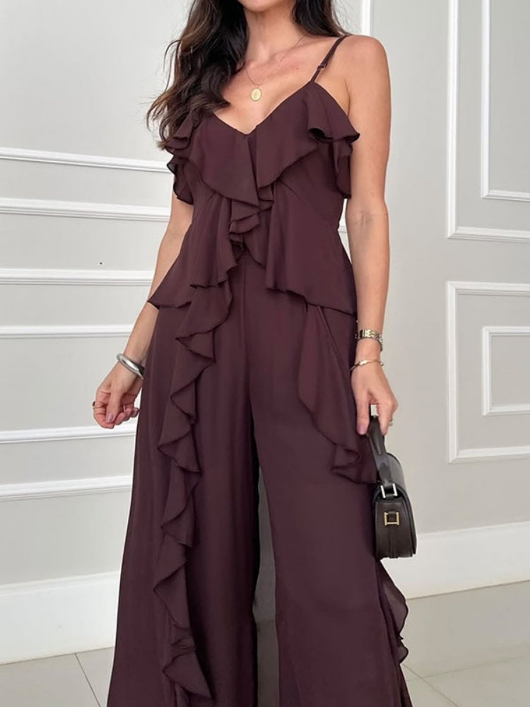 Wide-Leg Chiffon Pants Set