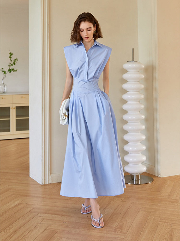 Tailored Belted Shirt Midi Dress