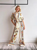 Linen Vacation Drawstring Long Pants Set
