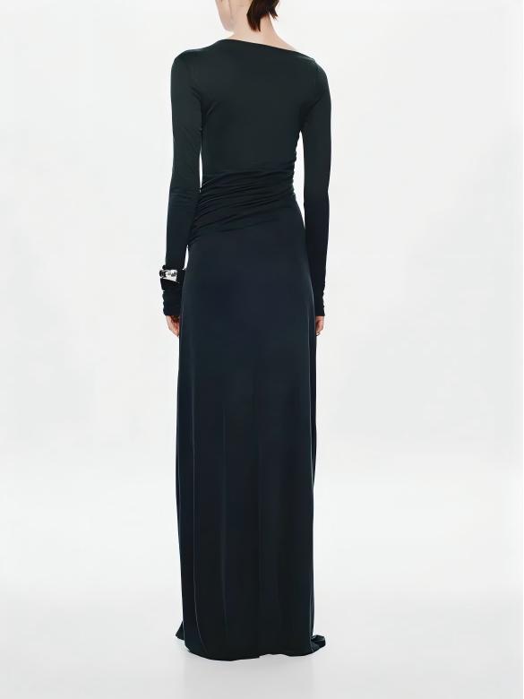 Glacier Asymmetrical Pleats Maxi Dress