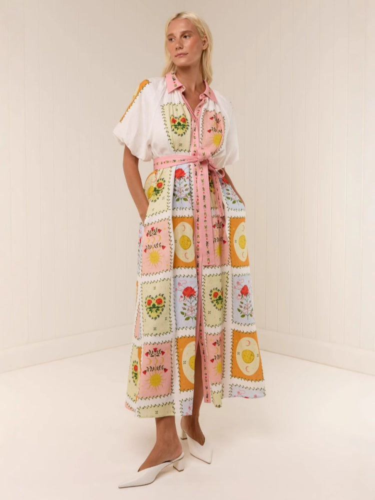 Tie Cardigan Linen Dress