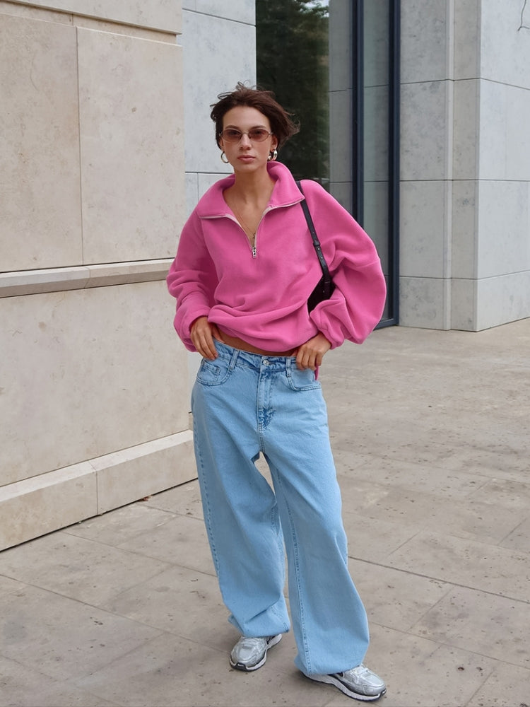 Contrast Panel Zip Front Top