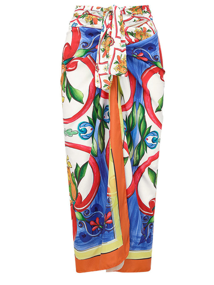Ruffle Enamel Floral Bikini Swimsuit Set